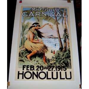    Mid Pacific Carnival Vintage Hawaii Travel Poster 