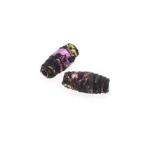  Batik Beauties Fabric Beads Black w/ Rainbow Metallic 
