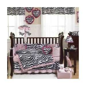   : Zebra Pink 9 Piece Crib Set   Baby Girl Animal Print Bedding: Baby