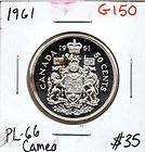 1961, Canadian Silver Half Dollar, PL 66, Cameo, G150