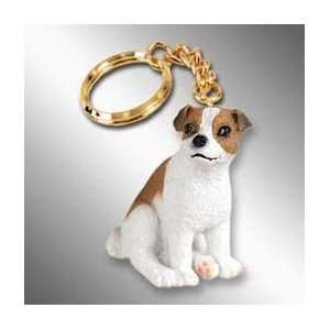 Jack Russell Terrier Dog Keychain   Brown & White 