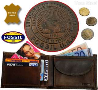 FOSSIL Geldbeutel Geldbörse/Dose Motiv Büffel/buffalo, Portemonnaie 