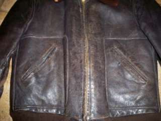 Vintage 1940s Hercules Front Quarter Horsehide Bomber Brown Leather 