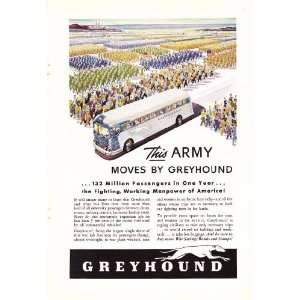  1943 Ad Greyhound Army Marching Vintage Travel Print Ad 