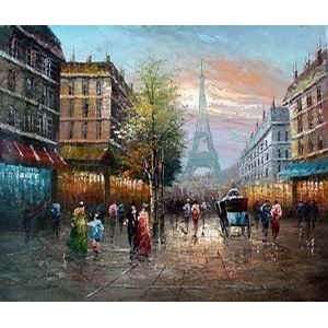 Fine Oil Painting, Paris Street SP09 20x24