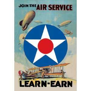  Join the Air Service   Learn & Earn 12x18 Giclee on canvas 