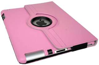 iPad 2 360° Pink Leather Rotating Magnetic Case Smart Cover w/ Swivel 