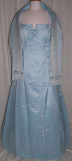   Tags 2XL Or 18 Light Blue Color All Crystal Beading and Embroidery