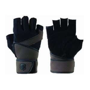  Harbinger Mens Black Training Grip WristWrap Gloves 