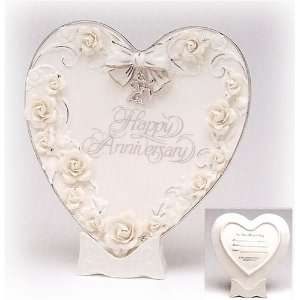 Appletree Design 25th Anniversary Rose Heart Plate and Stand, 9 by 9 