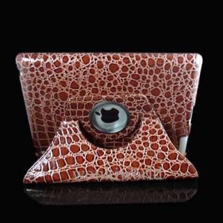 Brown Crocodile Smart Leather Cover Stand Case iPad 2  