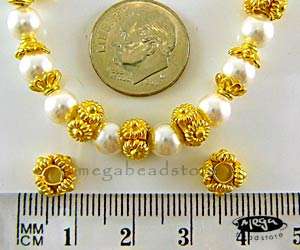 10 VERMEIL 14k Gold Bali Ornate Handmade Bead 7mm B14Vs  