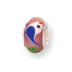   Silver Reflections Kids Pink Bird Mur.Glass Bead QRS826 Jewelry