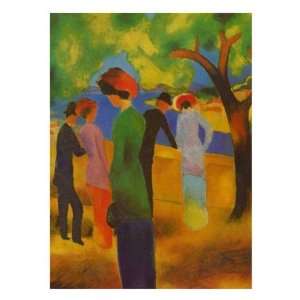  Dame in gruner Jacke Park Auguste Macke. 18.00 inches by 