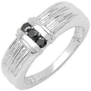  0.24 Carat Genuine Black Diamond Sterling Silver Ring 