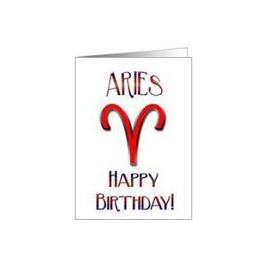  Aries Happy Birthday Red Ram/Astrology Card Health 