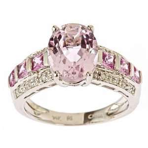   Dyach 14k White Gold Kunzite, Pink Sapphire and Diamond Ring Jewelry