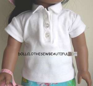 DOLL CLOTHES fits American Girl White Polo Tee Shirt!!!  