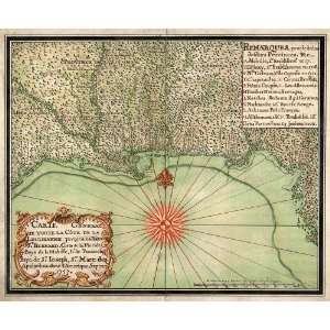 Antique Map of the Gulf Coast (1747) by Alexandre de Batz (Archival 