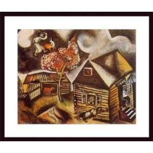   Wood Framed Print   Rain   Artist Marc Chagall  Poster Size 22 X 28