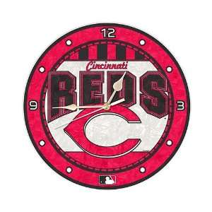  Cincinnati Reds 12 Inch Art Glass Clock: Sports & Outdoors