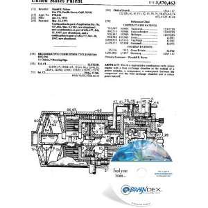   CD for REGENERATIVE COMBUSTION CYCLE PISTON ENGINE 