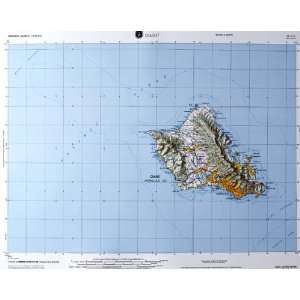   Relief Map in the state of Hawaii with OAK WOOD Frame: Office Products