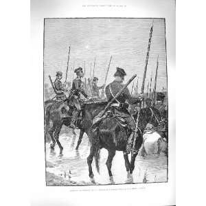  1888 WAR RUSSIA COSSACKS GUARD URAL HORSES RIVER
