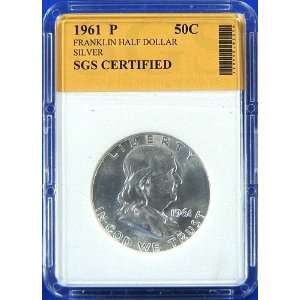 1961 P Franklin Silver Half Dollar Certified by SGS 