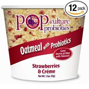 Pop Culture Probiotics Oatmeal Cup Strawberries N Cr, 1.5 Ounce 