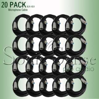 XLR 20 PACK 20 XLR MICROPHONE MIC CABLEs 20 FT 20FT  