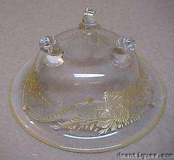 c1940 Elegant Cut Glass Bowl with Gold Leaves & Flowers  