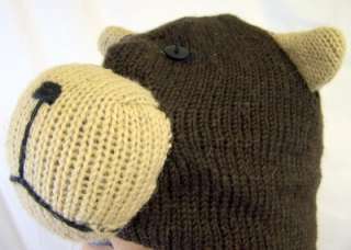 Bear Hat Cartoon Animal Warm Wool Winter Ski Snowboard Cap Ear Flaps 