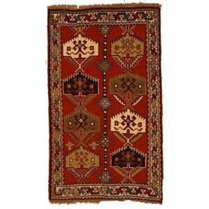  37 x 61 Red Persian Hand Knotted Wool Ghoochan Rug 