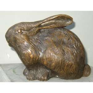 Textured Bunny Rabbit Indoor or Outdoor Bronze Statue:  