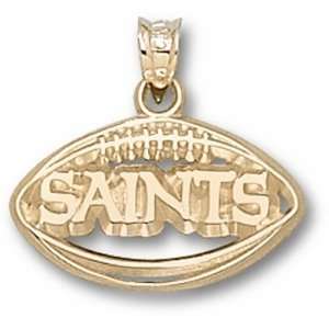  New Orleans Saints NFL Pierced Football Pendant (14kt 