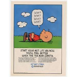   Peanuts Charlie Brown Met Life Insurance IRA Print Ad