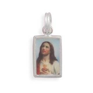 Sacred Heart Jesus Picture Charm Sterling Silver by AzureBella Jewelry
