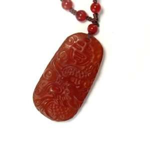  Natural Red Agate Dragon and Phoenix Pendant Everything 