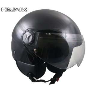 Hawk Solid Glossy Black Open Face Motorcycle Helmet