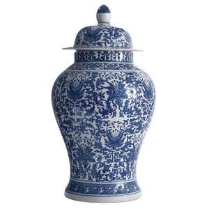 LOTUS COVERED TEMPLE JAR: ( 9 x 18 H ): Home & Kitchen