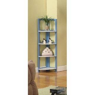   White Finish Wood Foldable 4 Tier Corner Shelves Bookcase Plant Stand