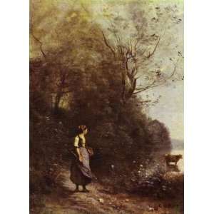   Corot   32 x 44 inches   Peasant Woman with a Cow
