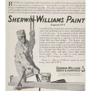  1910 Ad Sherwin Williams Paint Can Painter Scaffolding 
