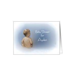  Baby Shower Invitation for Ayden, little boy on cloud Card 