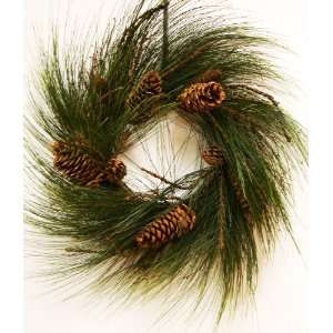 Long Needle Whispy Pine Wreath on Real Twig Base w/7 Real 