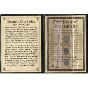  German Zinc Coins of World War II, Albumn With Certificate 