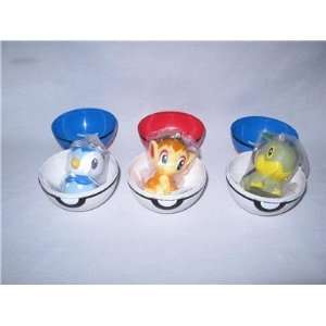   Pokeball 3 Piece Figure Set PIPLUP CHIMCHAR TURTWIG Toys & Games