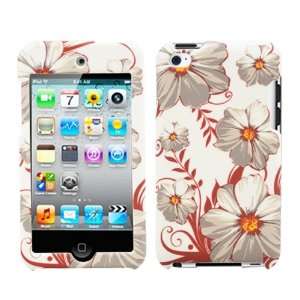  Apple Ipod Touch 4 4th Generation White Red Flower Rubber 