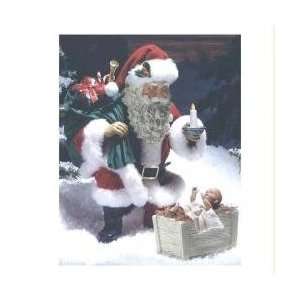   Santa Christmas Figure with Baby Jesus in Manger: Home & Kitchen